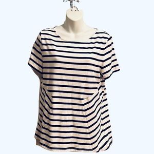 Talbots Top.  Short sleeve tee shirt black and white stripes. Size medium